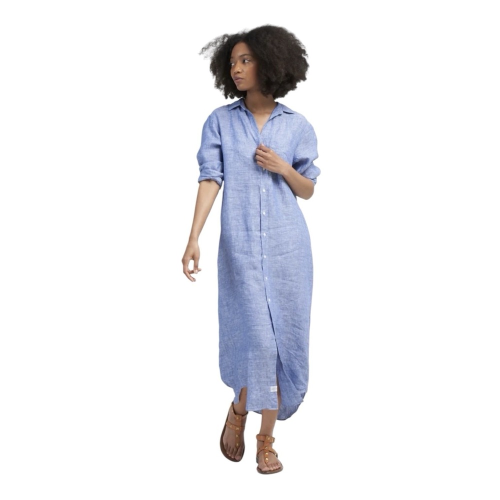 Frank & Eileen‎ Rory Maxi Shirt Dress Womens Small 100% Linen Beachy Resort NWOT